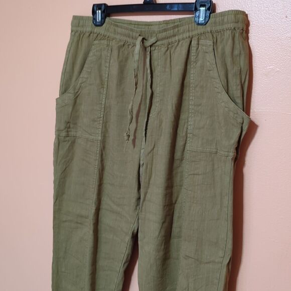Kut From The Kloth Sandra Smocked Waist Linen Blend Pant Bronze Brown L - Picture 2 of 7